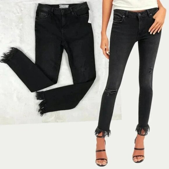 FREE PEOPLE Frayed Skinny Jeans Size 25 - Picture 1 of 10